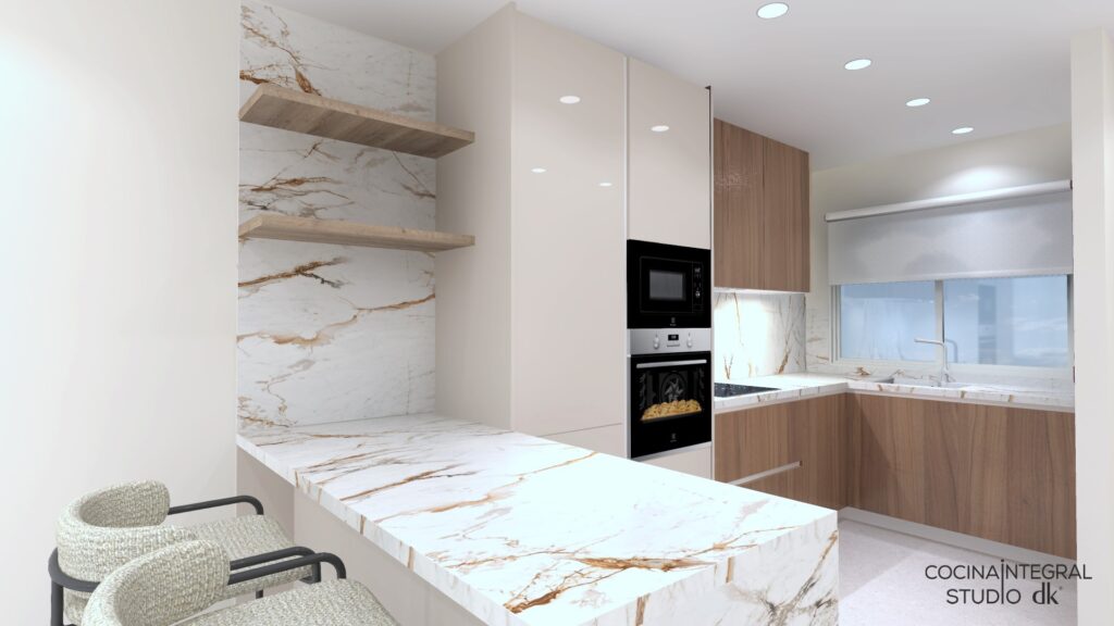 Diseño cocina Marbella render interiorismo DK Cocina Integral Studio exclusivo